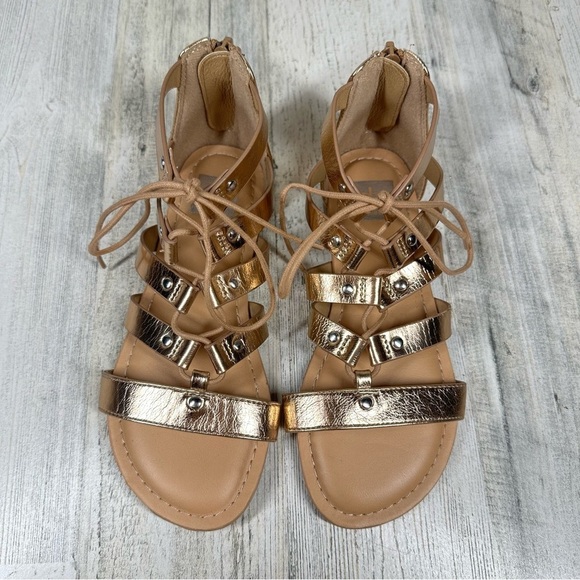 Dolce Vita Girls Curse Gladiator Sandals Lace Up Faux Leather Rose Gold #1012 - Picture 3 of 13